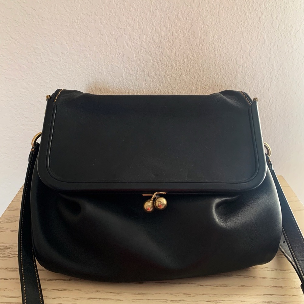 Coach Ryder Black Shoulder Bag with Gold Accents